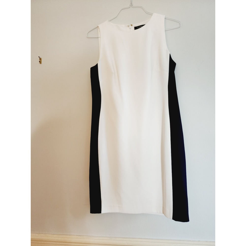Lauren Ralph Lauren Womens Colorblock Sheath Dress Navy White Size 8 - Picture 8 of 15